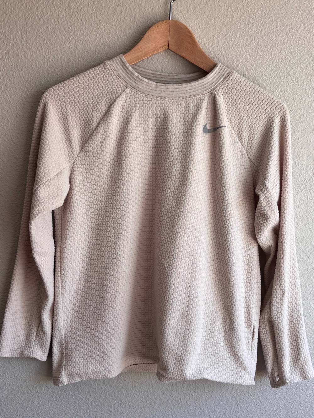 Nike Light Beige Waffle-Texture Long Sleeve